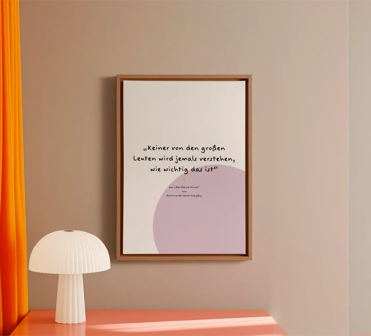 Zitat kleiner Prinz. Leinwand mit Schattenfugenrahmen von FRICKE DESIGN