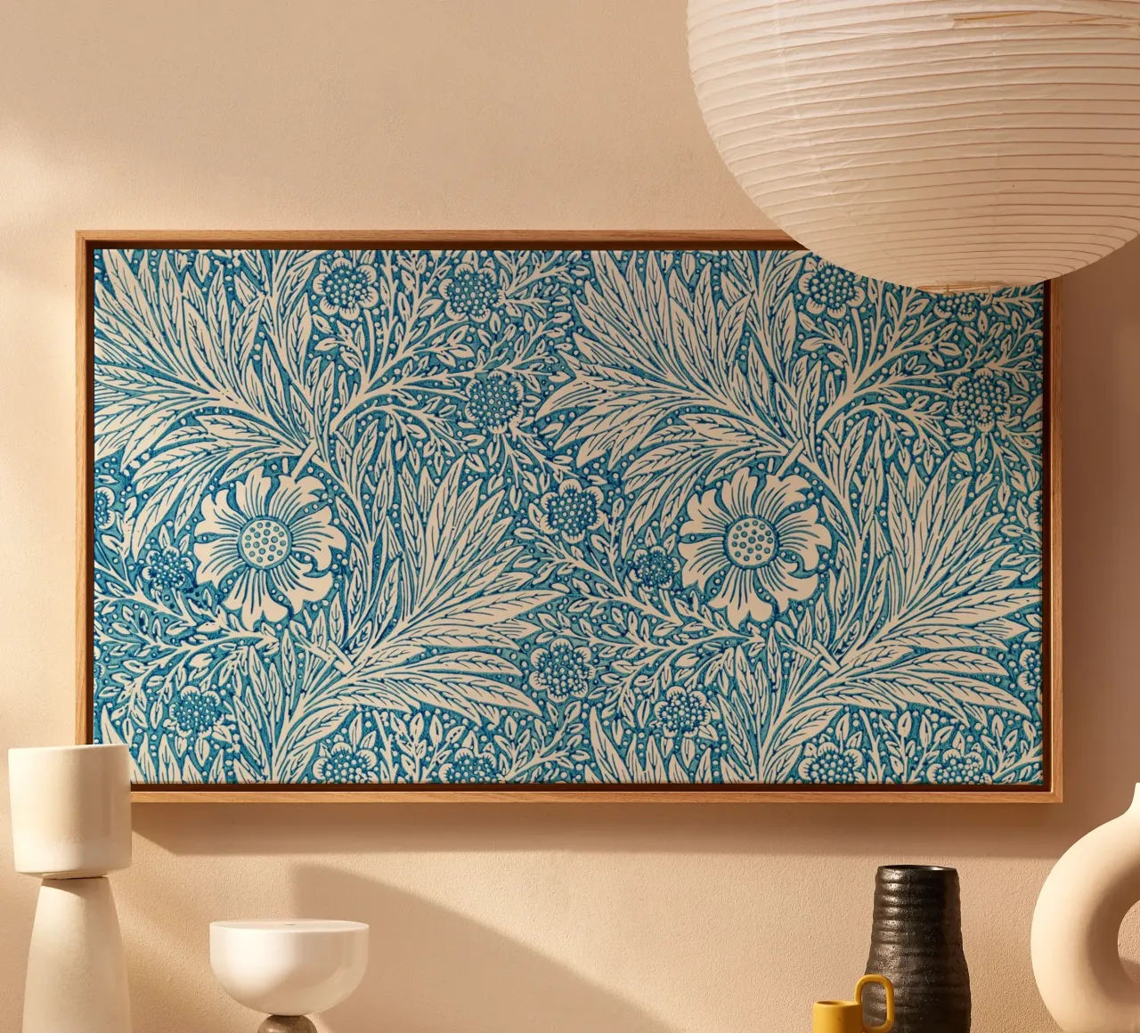 William Morris Seaweed - Modello botanico Arts & Crafts tela con Cornice a cassetta da NorwesClub