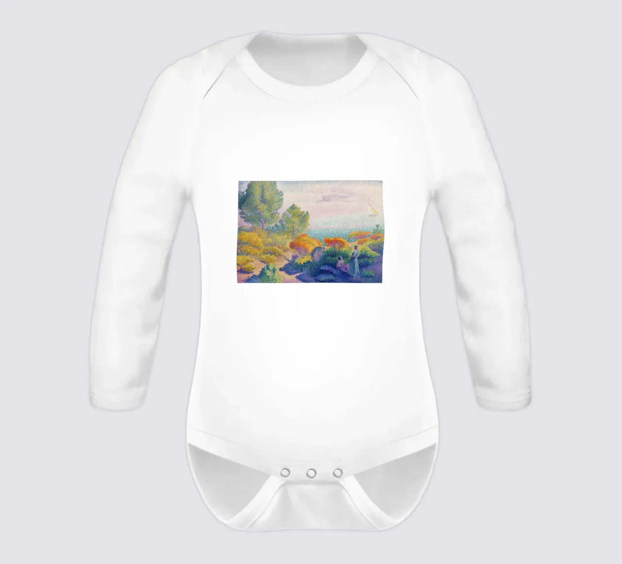 Die zwei Frauen von Henri-Edmond Cross - Pointillistische Landschaft Langarm Babybody von NorwesClub