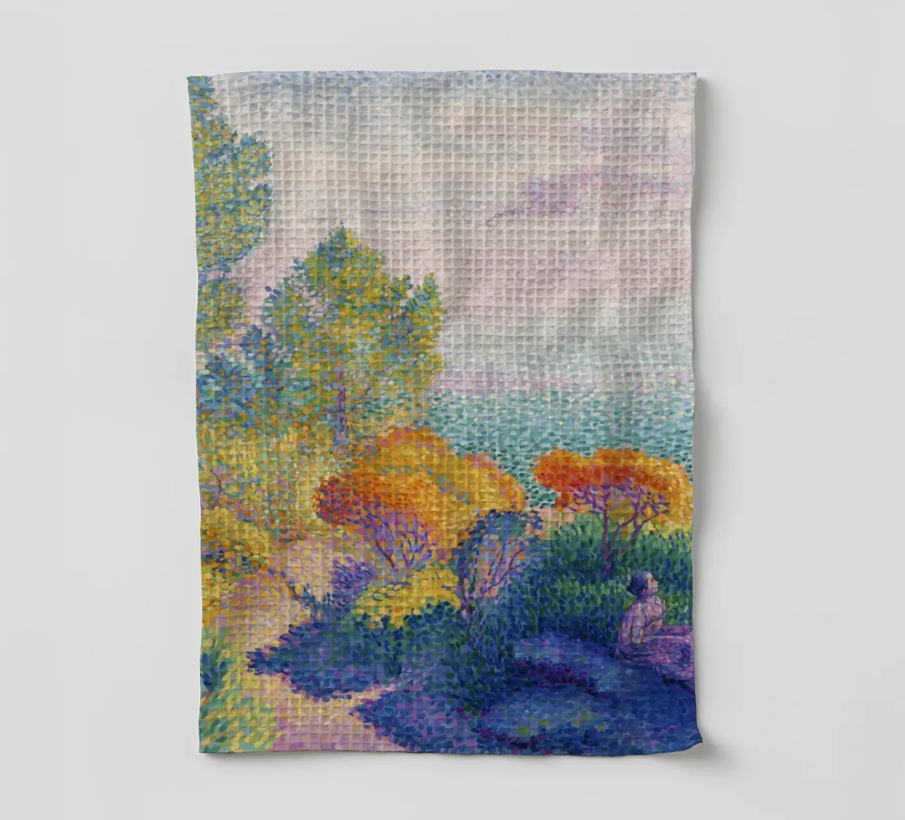 Les deux femmes d'Henri-Edmond Cross - Paysage pointilliste torchon de NorwesClub