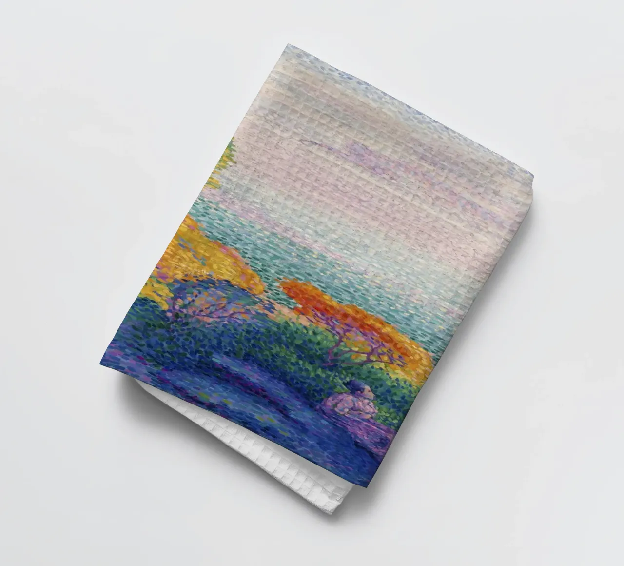 Les deux femmes d'Henri-Edmond Cross - Paysage pointilliste torchon de NorwesClub