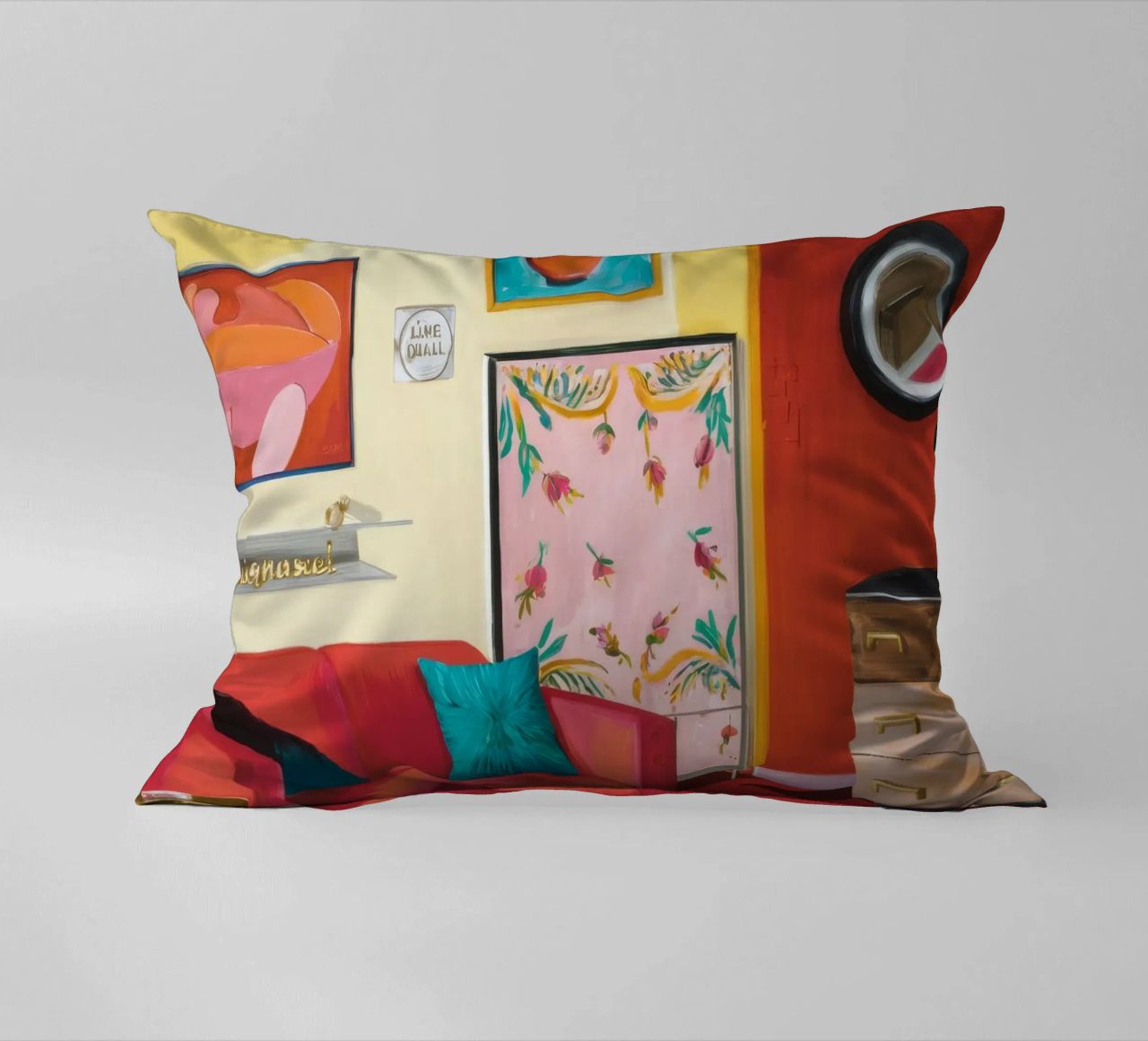 Salon Familial Rouge coussin de Opal Strokes