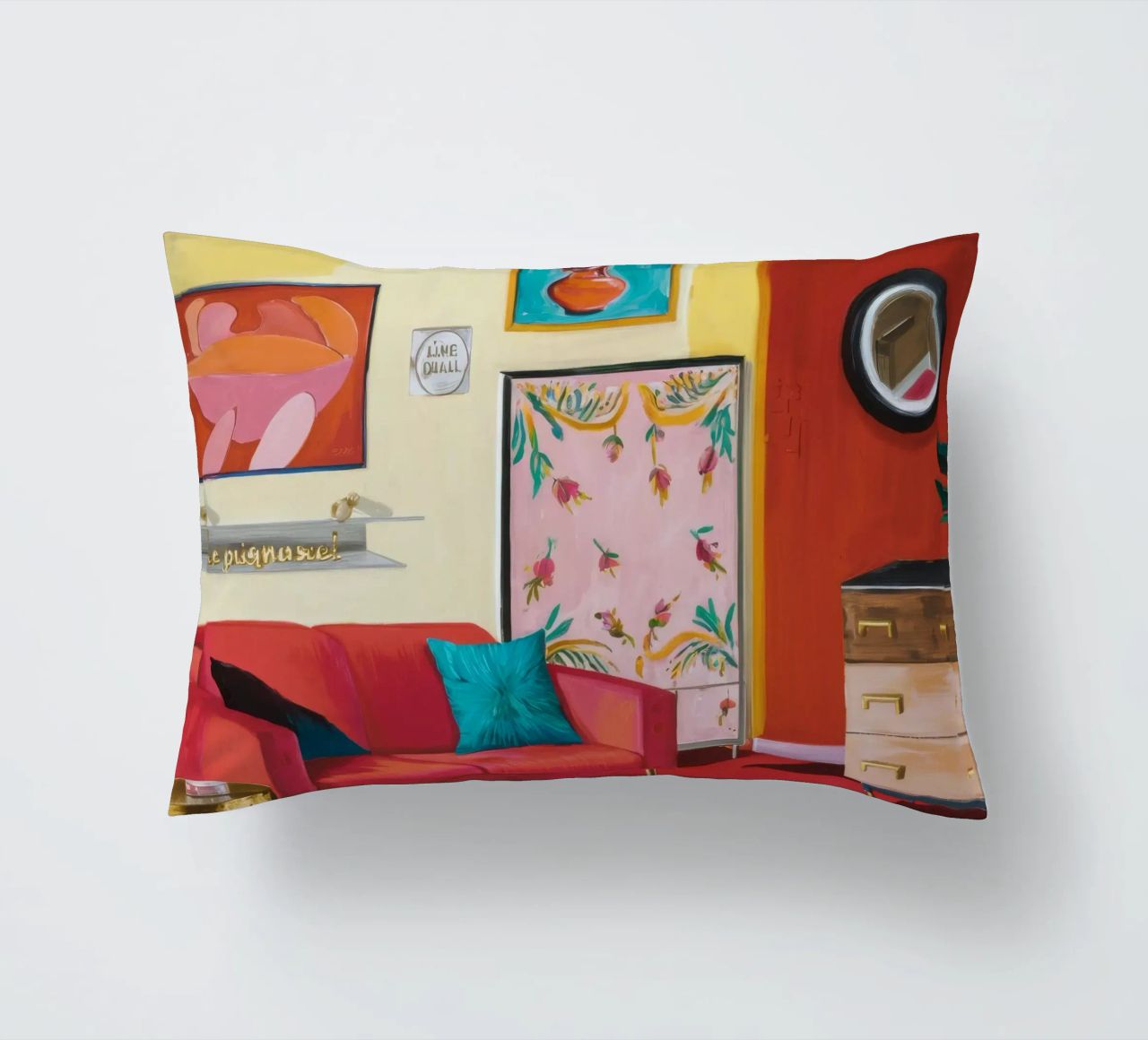 Salon Familial Rouge coussin de Opal Strokes