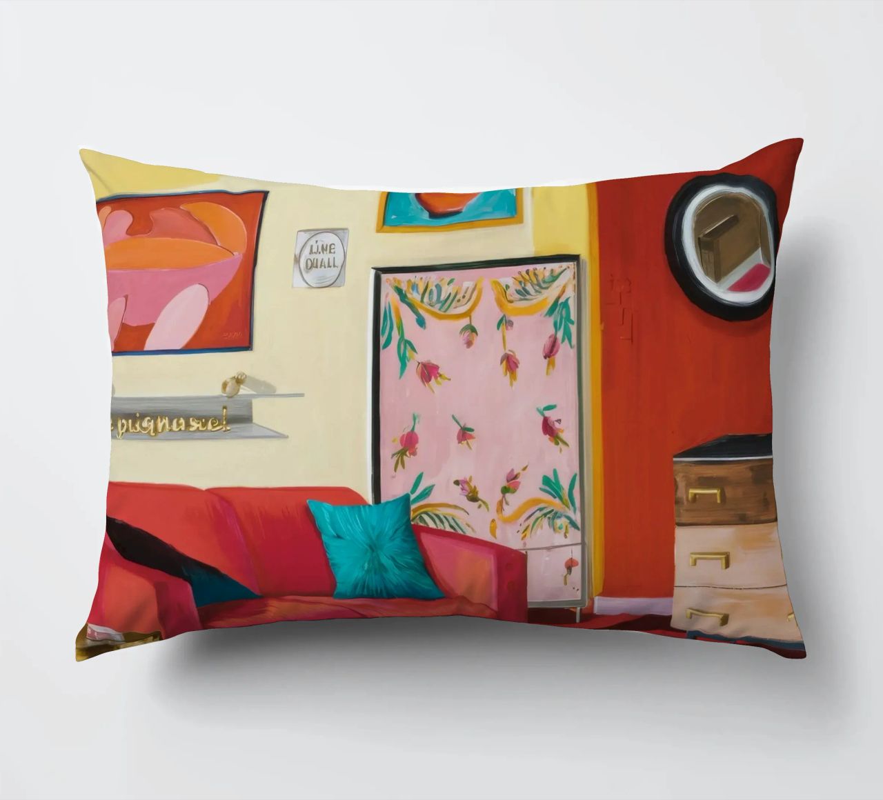 Salon Familial Rouge coussin de Opal Strokes