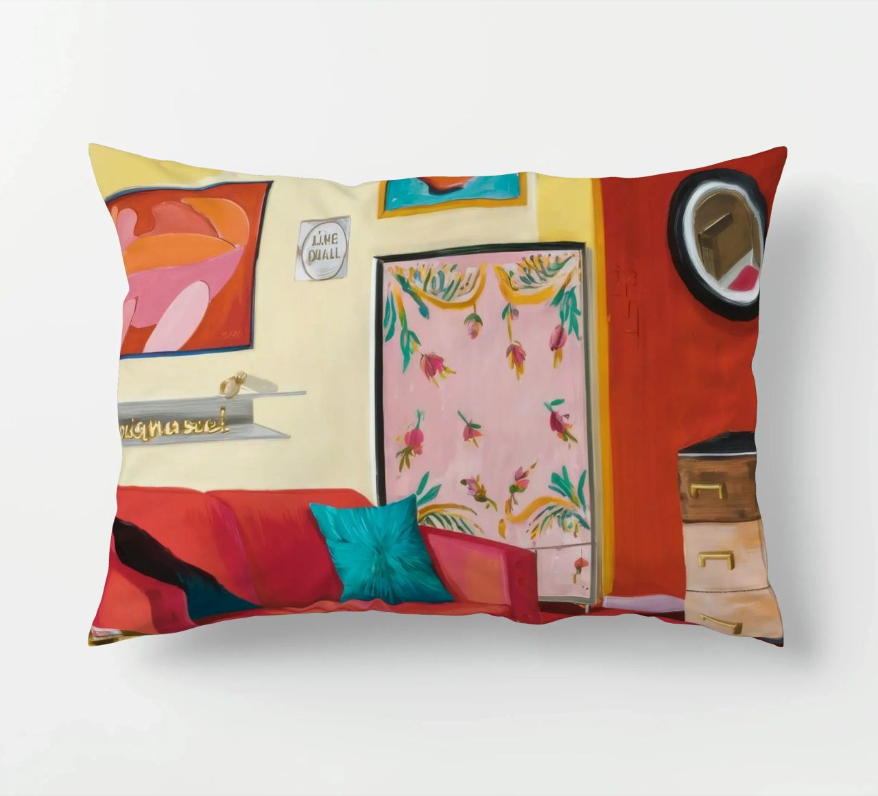 Salon Familial Rouge coussin de Opal Strokes