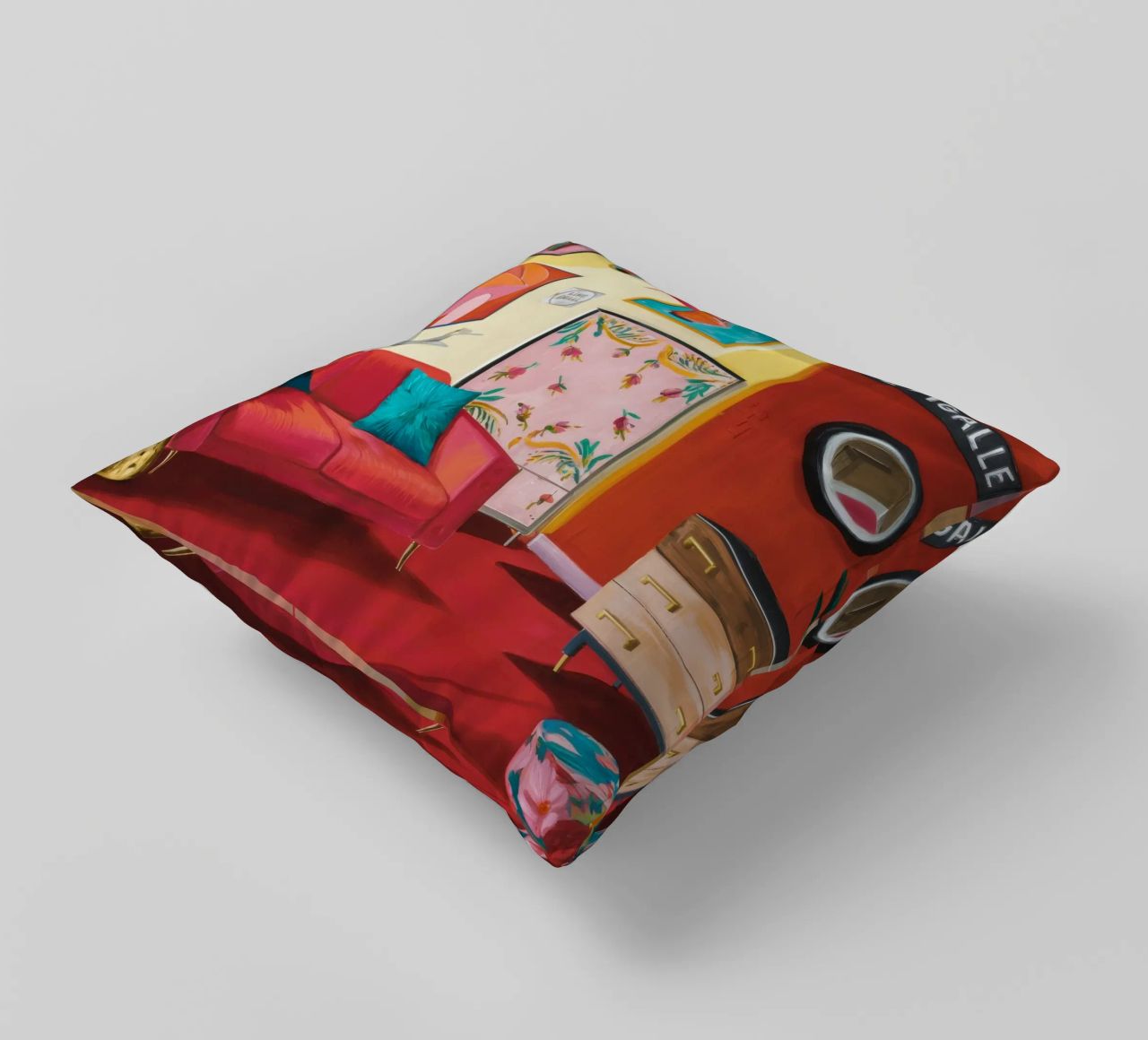 Salon Familial Rouge coussin de Opal Strokes