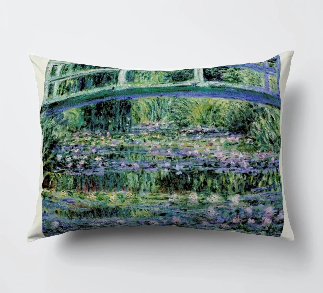 Monet – Signed Japanese Bridge cuscino da Vintage by JUNIQE