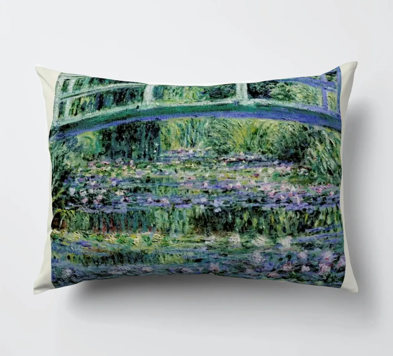 Monet – Signed Japanese Bridge cuscino da Vintage by JUNIQE