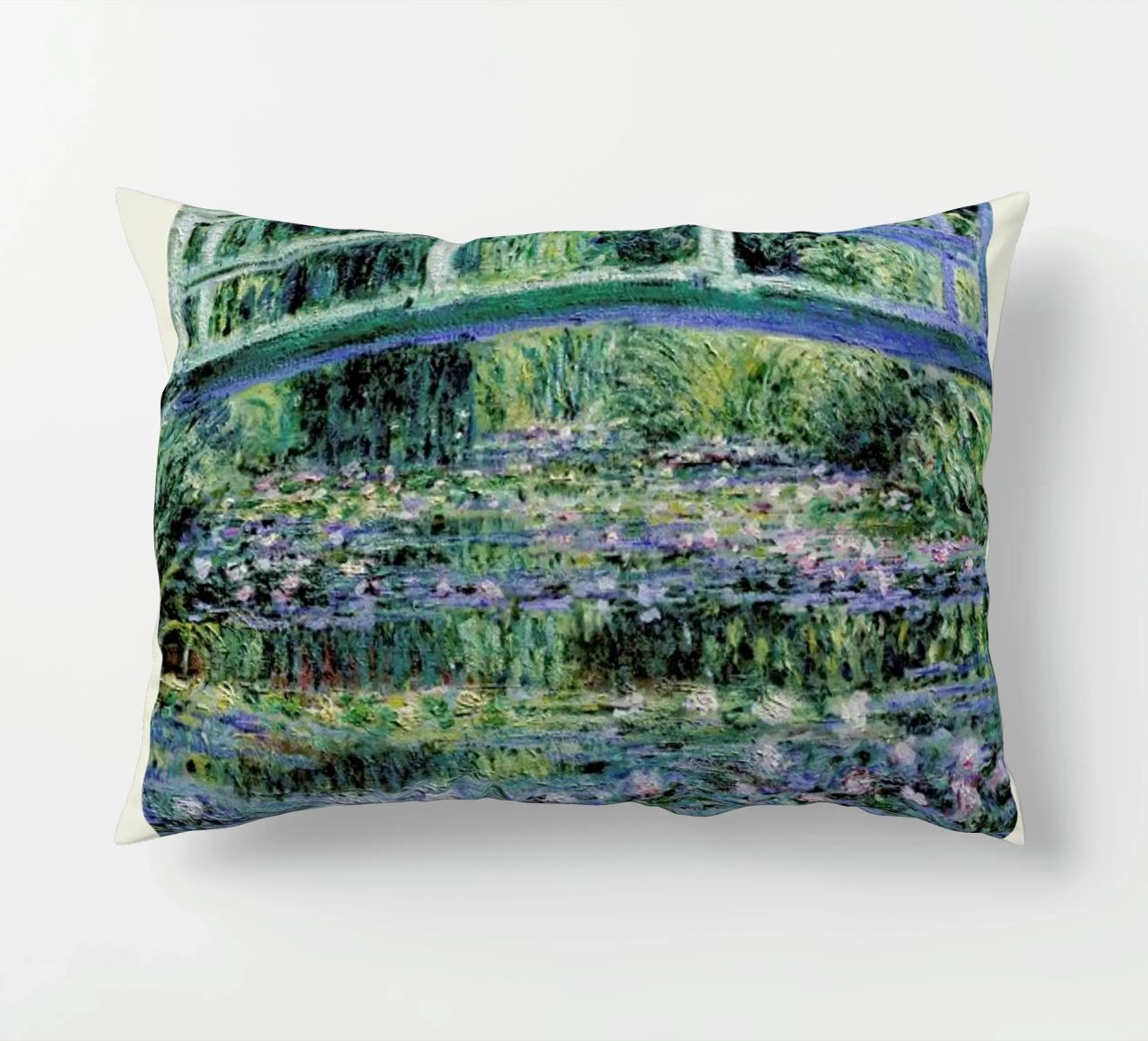 Monet – Signed Japanese Bridge cuscino da Vintage by JUNIQE