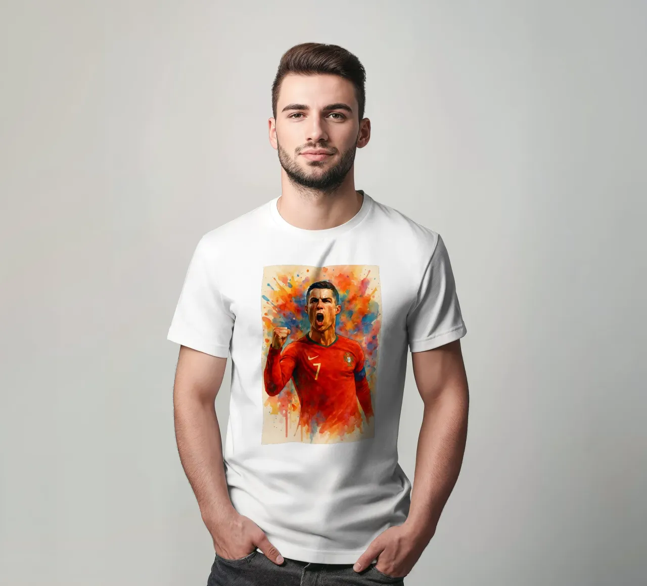 Acquerello sul gol di Ronaldo t-shirt da BONANZA