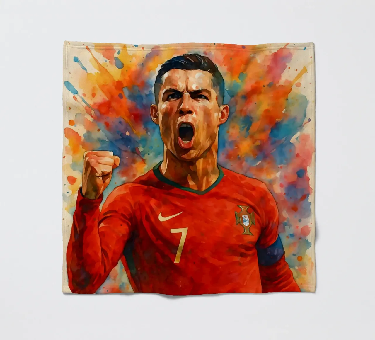 Acquerello sul gol di Ronaldo coperta in pile da BONANZA