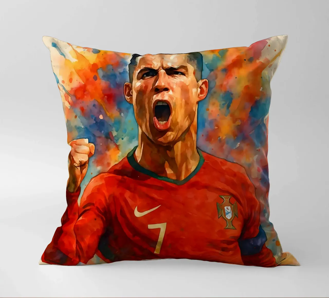 Acquerello sul gol di Ronaldo cuscino da BONANZA