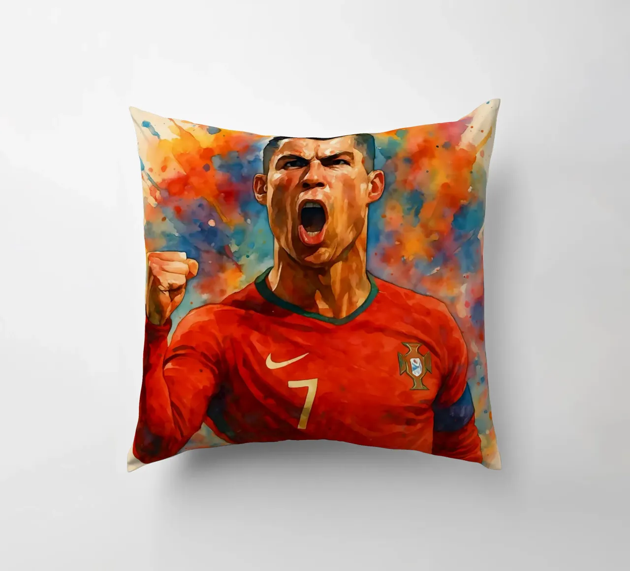 Acquerello sul gol di Ronaldo cuscino da BONANZA
