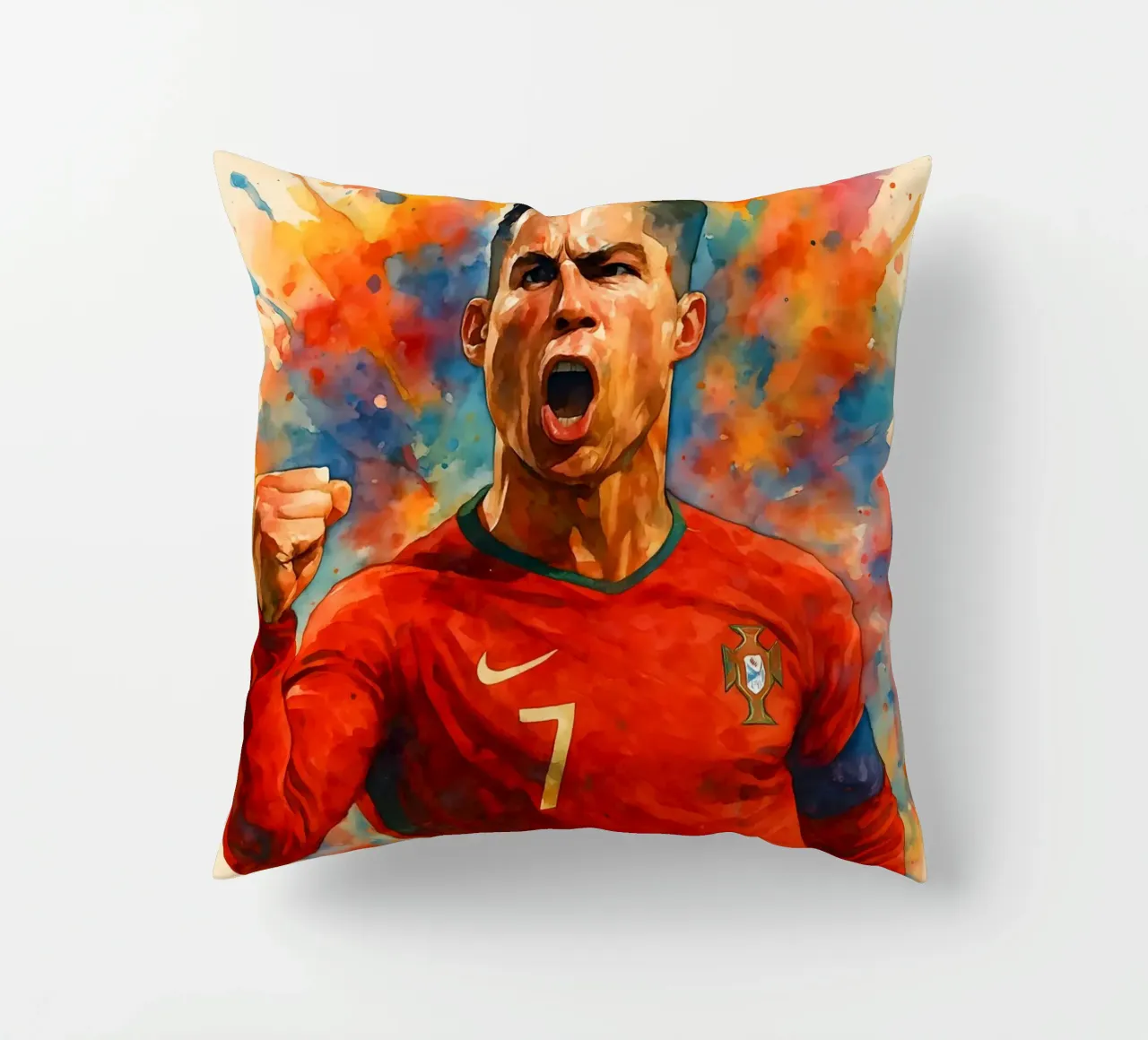 Acquerello sul gol di Ronaldo cuscino da BONANZA