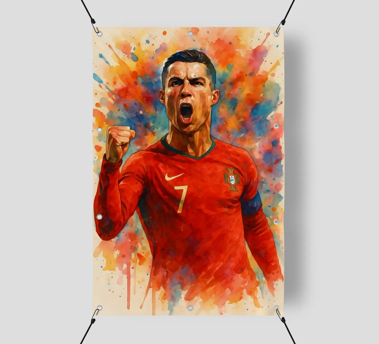 Acquerello sul gol di Ronaldo telo in pvc da BONANZA