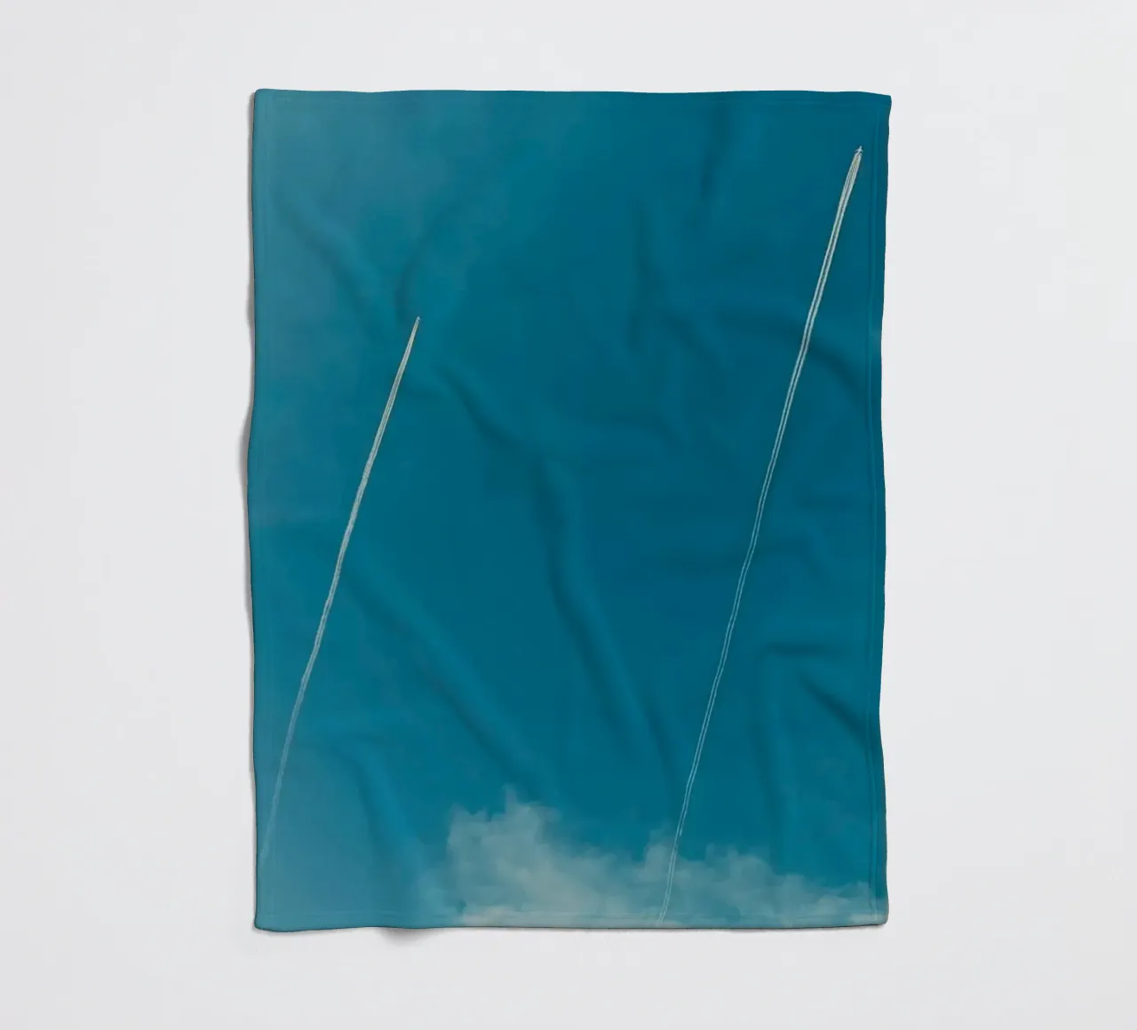 Twin contrails in the Blue Sky fleece blanket by KISSA STUDIO