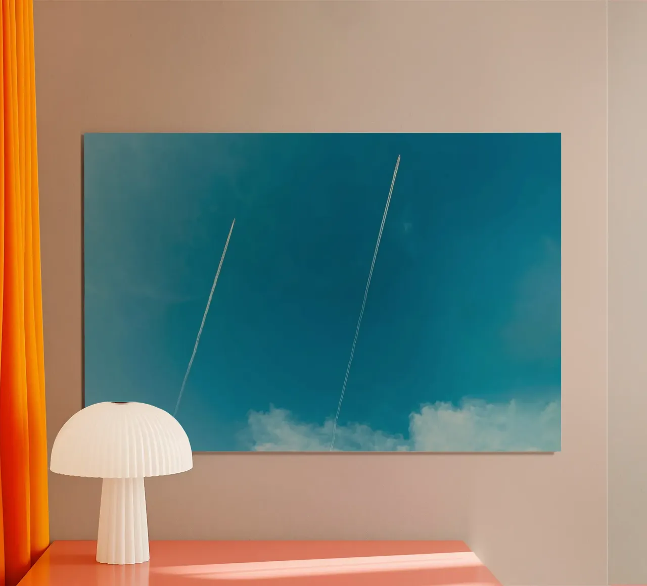 Scie gemelle nel cielo blu poster con telaio in plastica da KISSA STUDIO