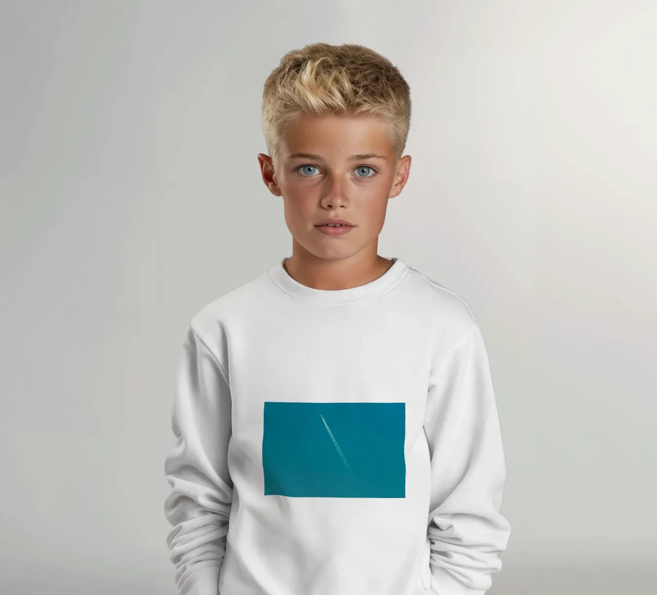 Contrail nel cielo blu d'estate felpa bambino da KISSA STUDIO