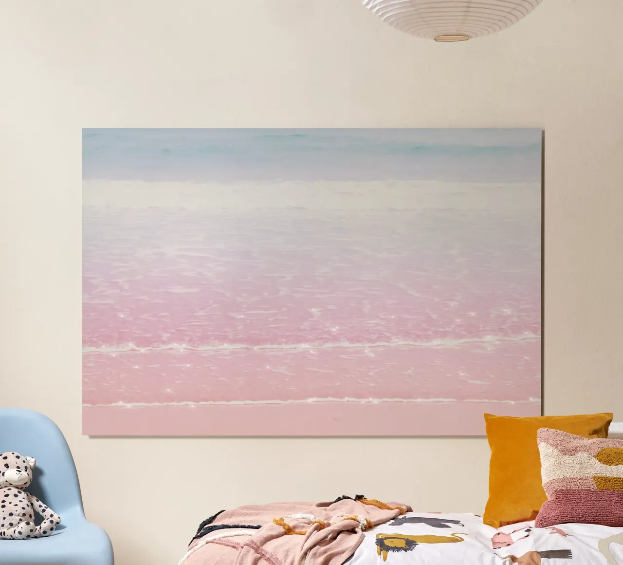Funkelnde rosa Strandwellen - verträumte Pastell-Ozeankunst Poster von NorwesClub