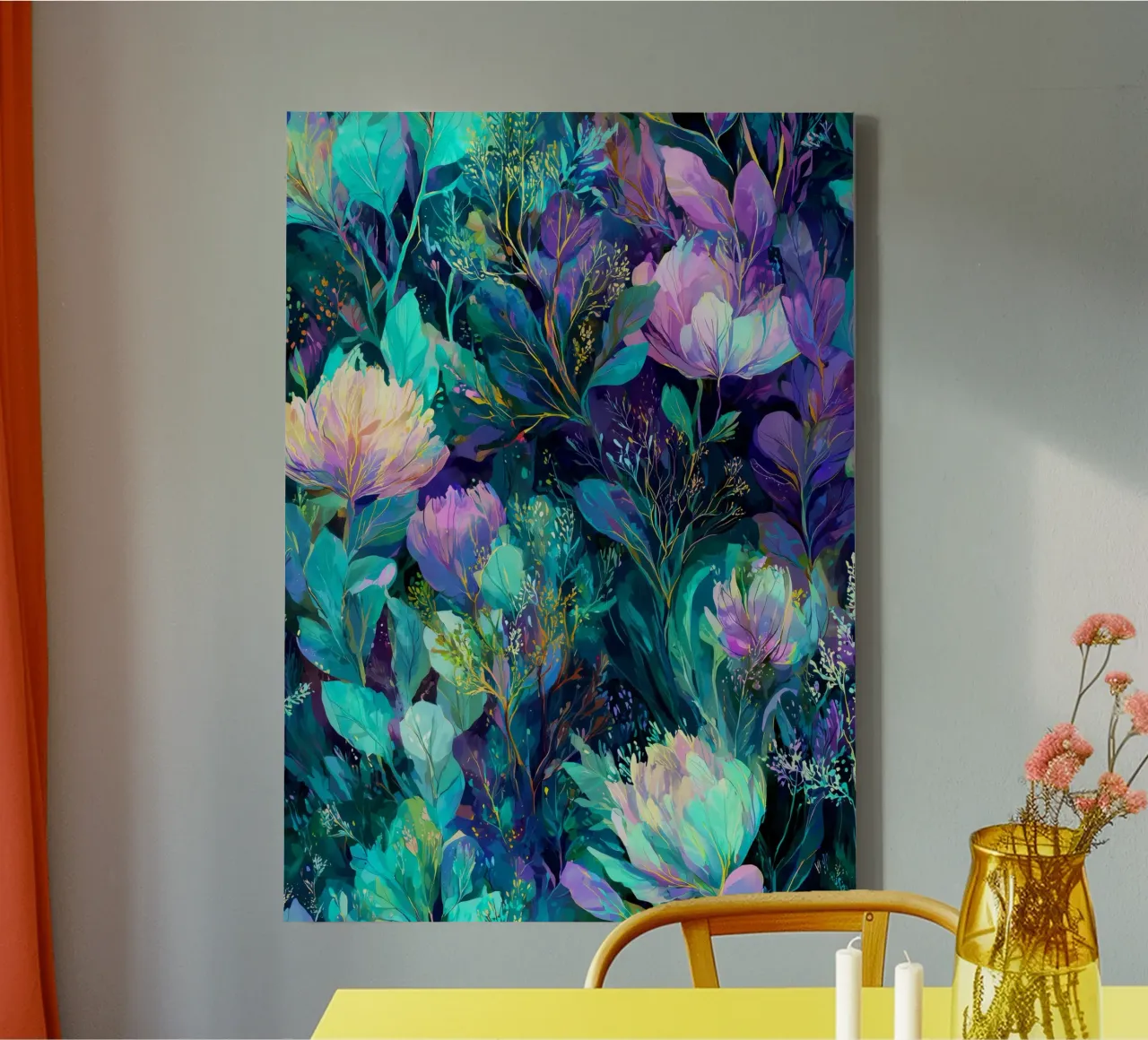 Paarse weide canvas met Baklijst van Justyna Jaszke JBJart
