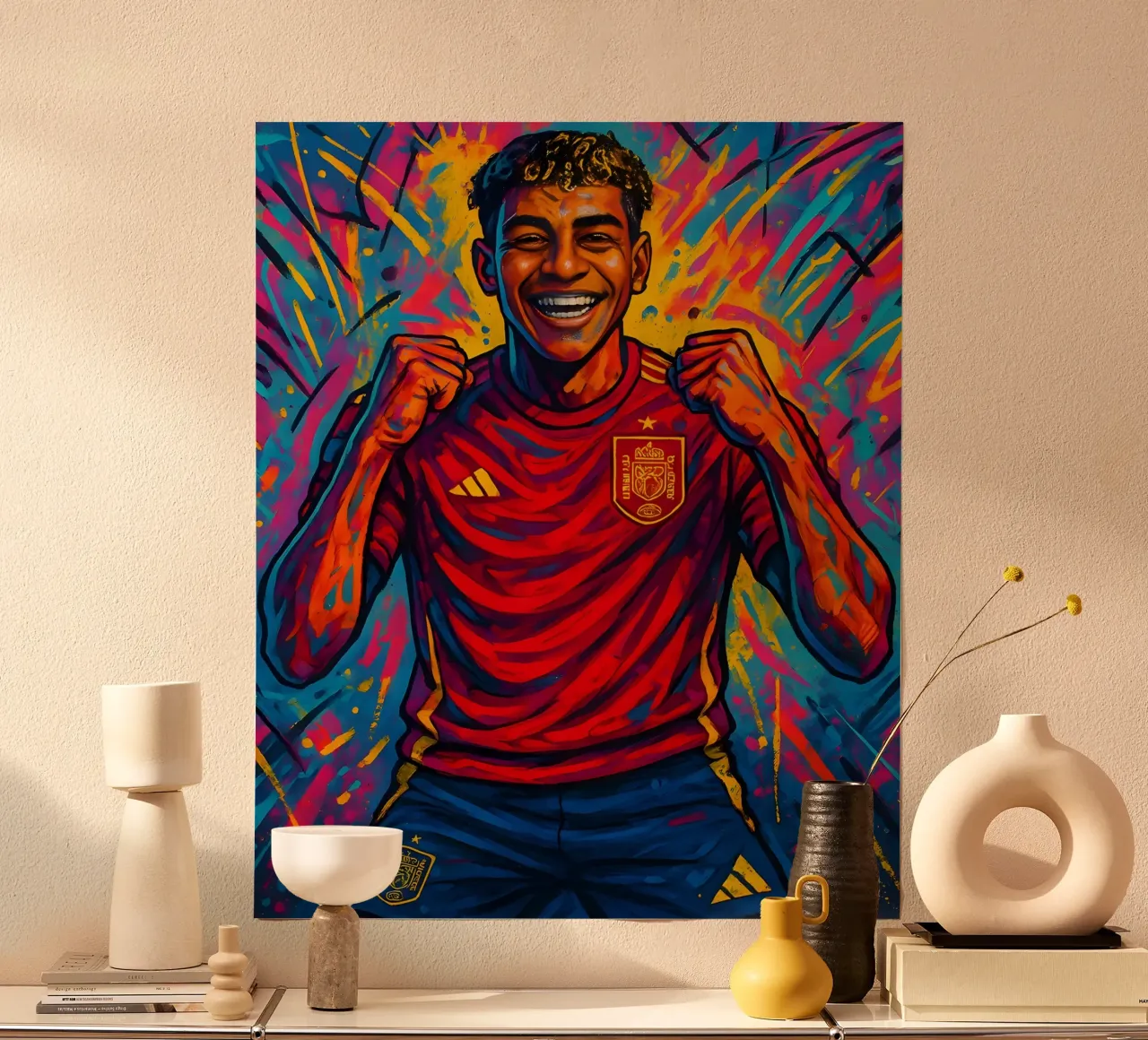 Lamine Yamal Arte felice poster con telaio in plastica da BONANZA