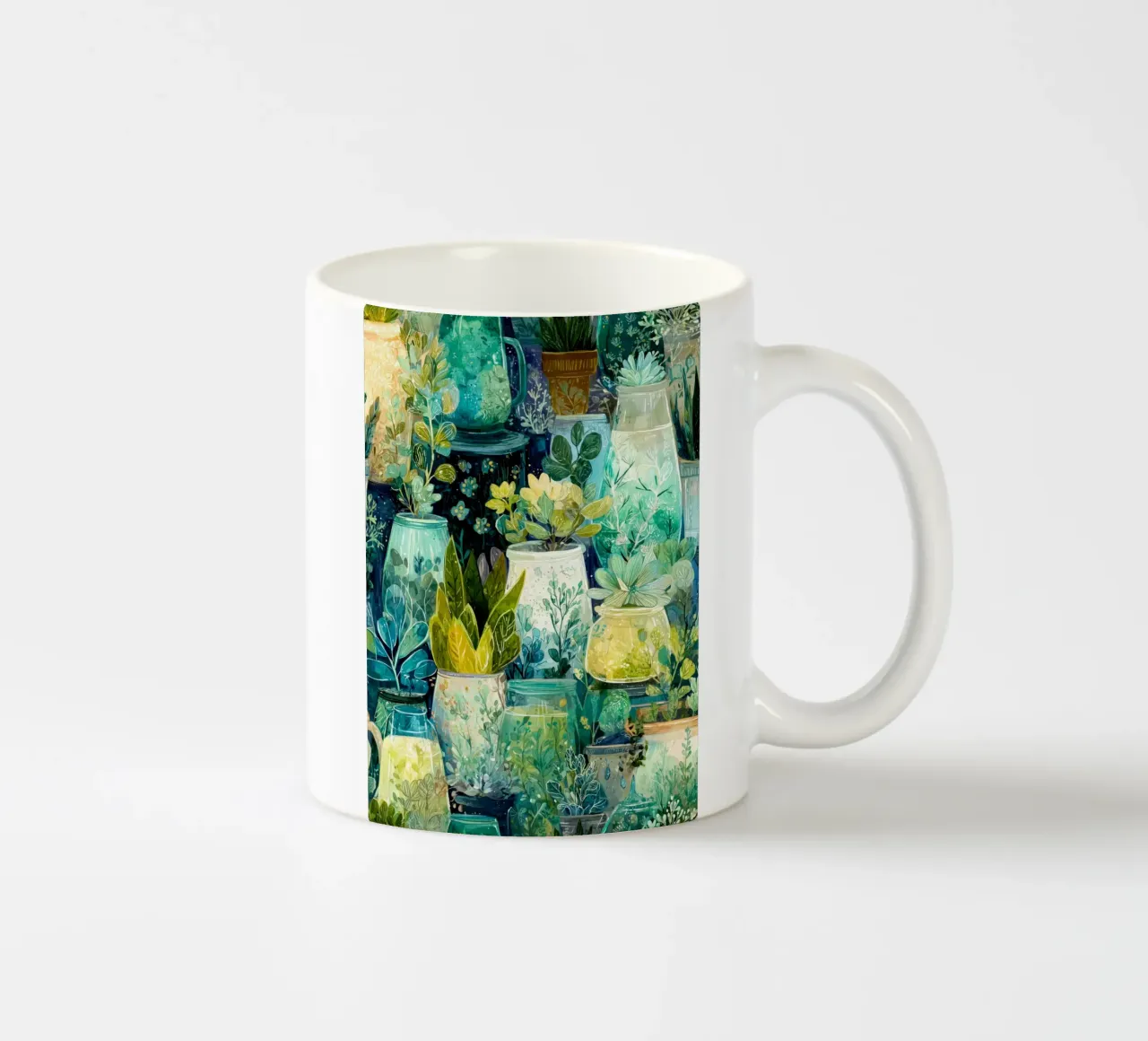 Flora verde in vaso tazza in ceramica da Justyna Jaszke JBJart