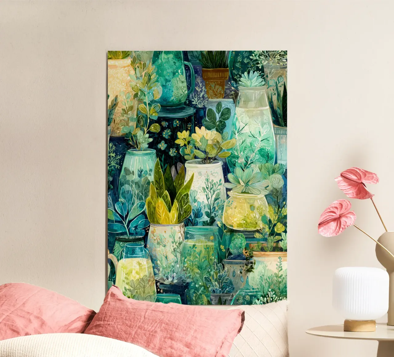 Flora verde in vaso poster da Justyna Jaszke JBJart