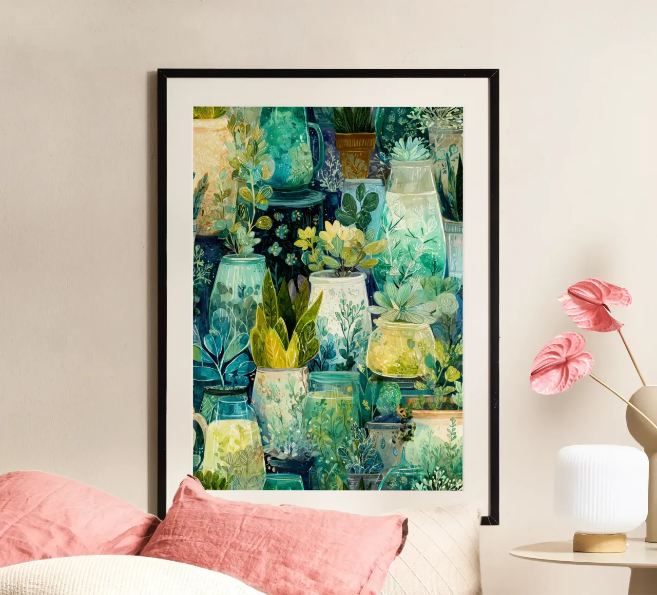 Flora verde in vaso poster da Justyna Jaszke JBJart