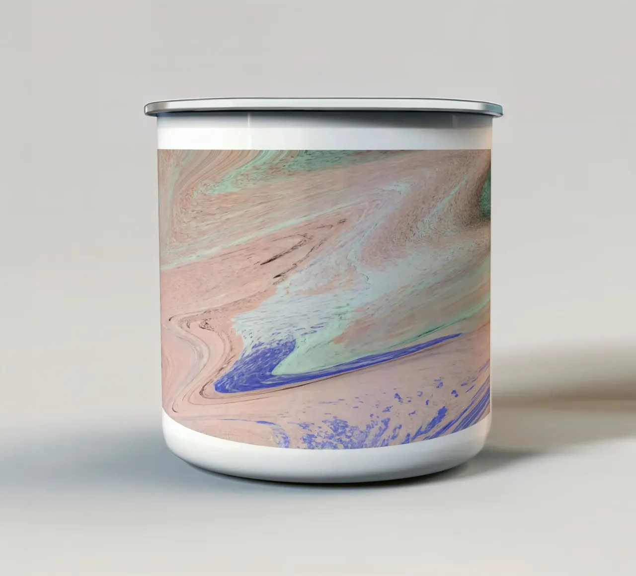 Pastel Swirl Marble - Abstracte vloeiende kunstdruk emaille mok van NorwesClub