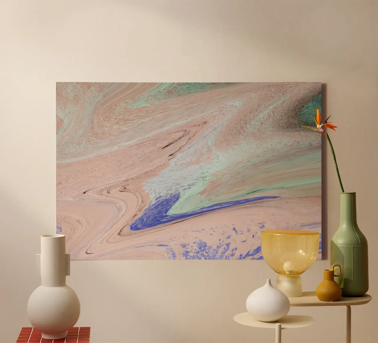 Pastel Swirl Marble - Abstract Fluid Art Print canvas by NorwesClub