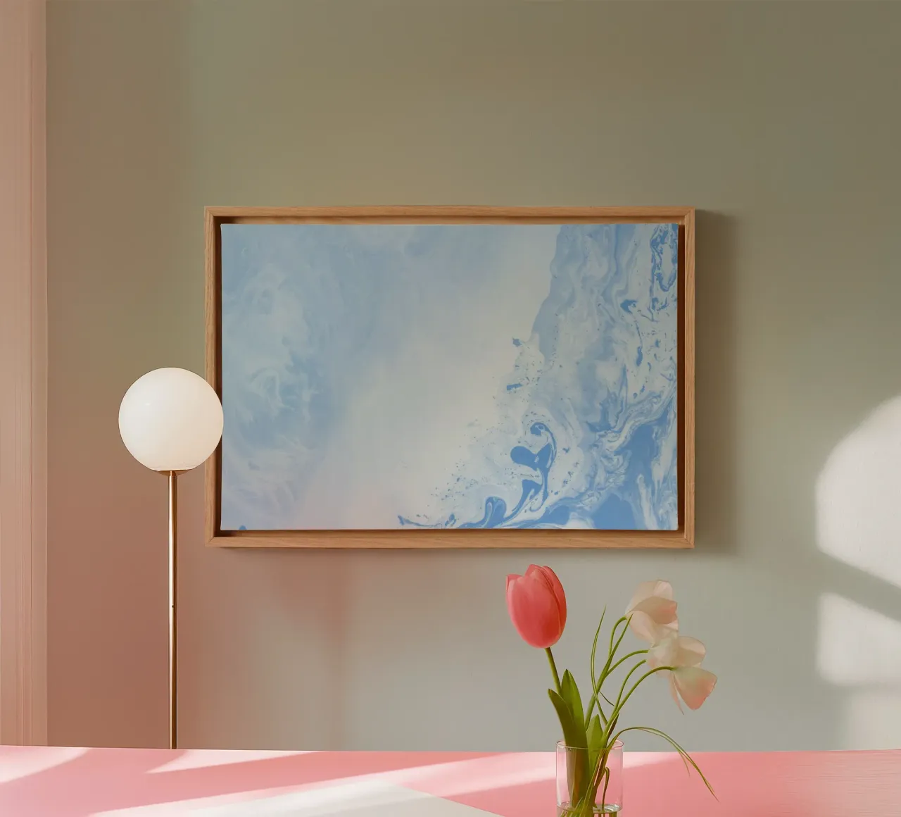 Azure Dream Waves - Abstracte Vloeiend Blauwe Kunstdruk canvas met Baklijst van NorwesClub