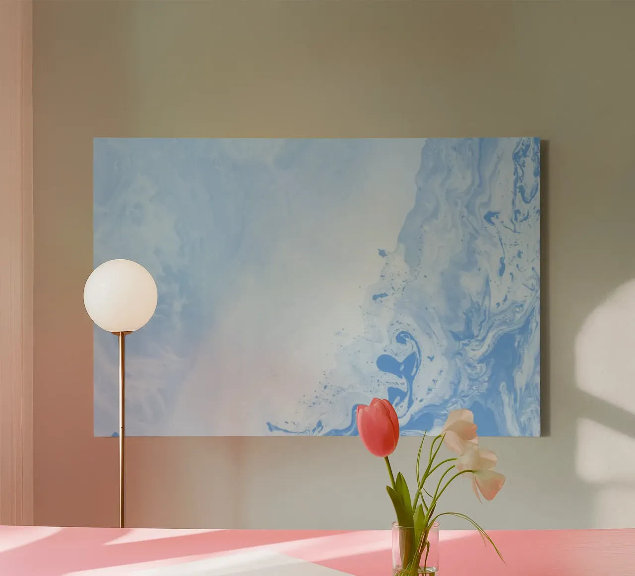 Azure Dream Waves - Abstracte Vloeiend Blauwe Kunstdruk canvas met Baklijst van NorwesClub
