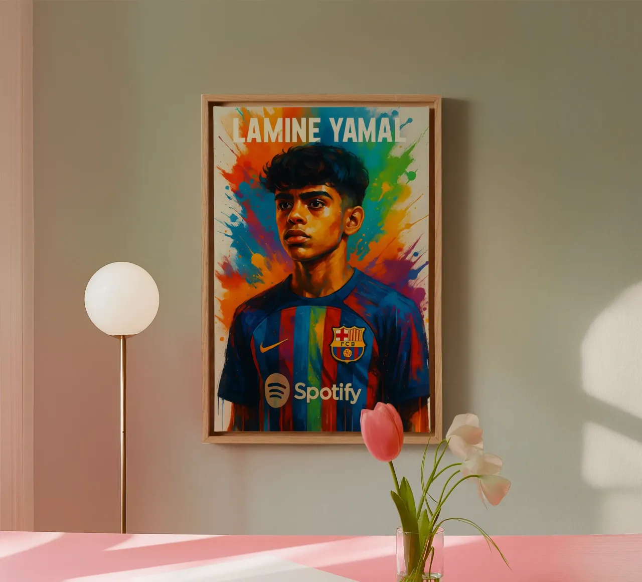 Lamine Yamal kunst canvas met Baklijst van BONANZA