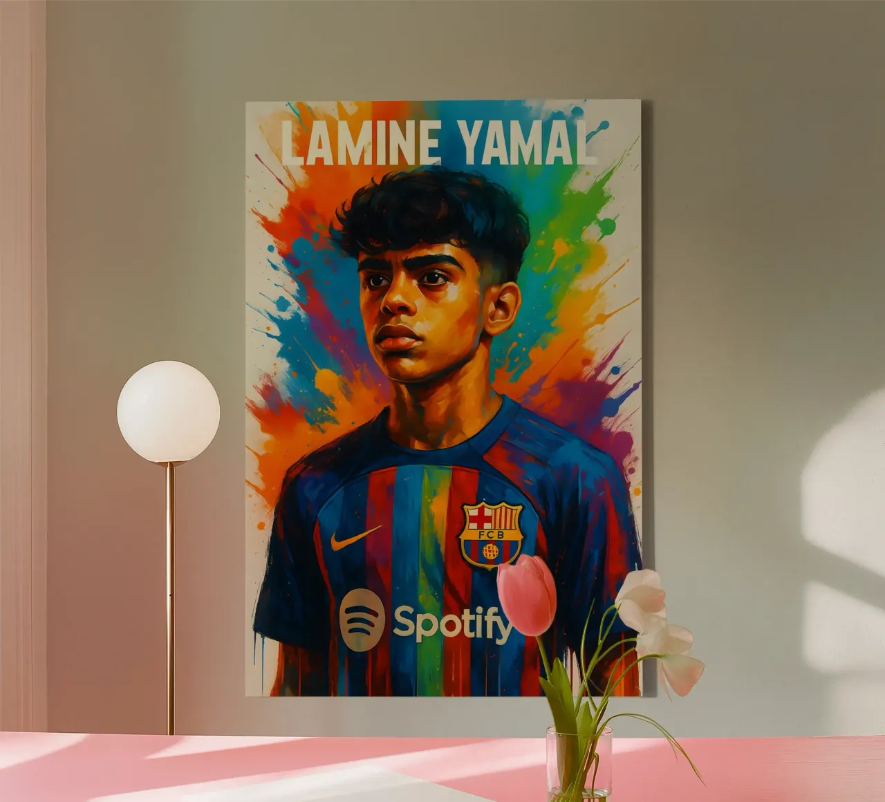 Lamine Yamal kunst canvas met Baklijst van BONANZA