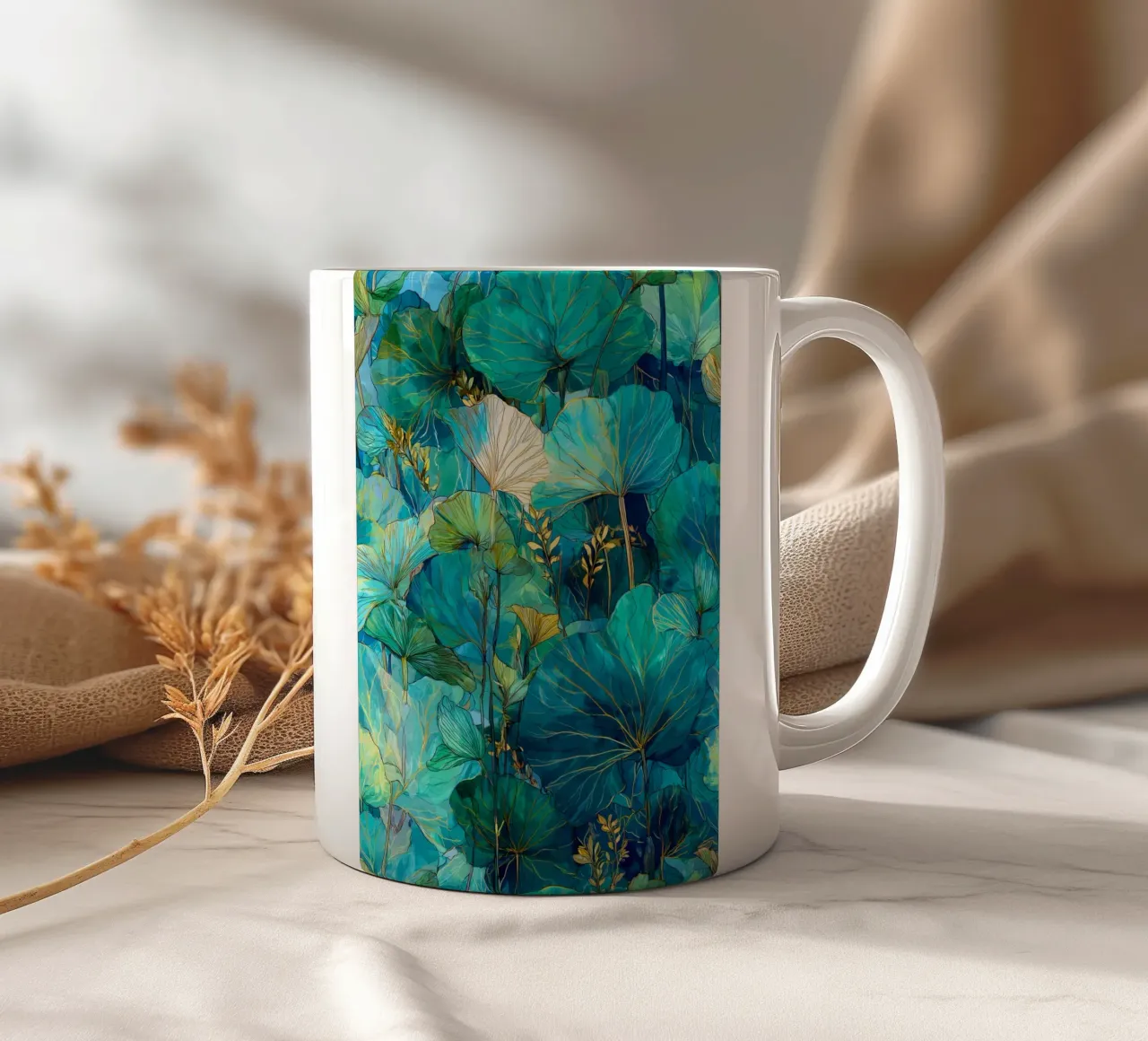 Foglie verdi tazza in ceramica da Justyna Jaszke JBJart