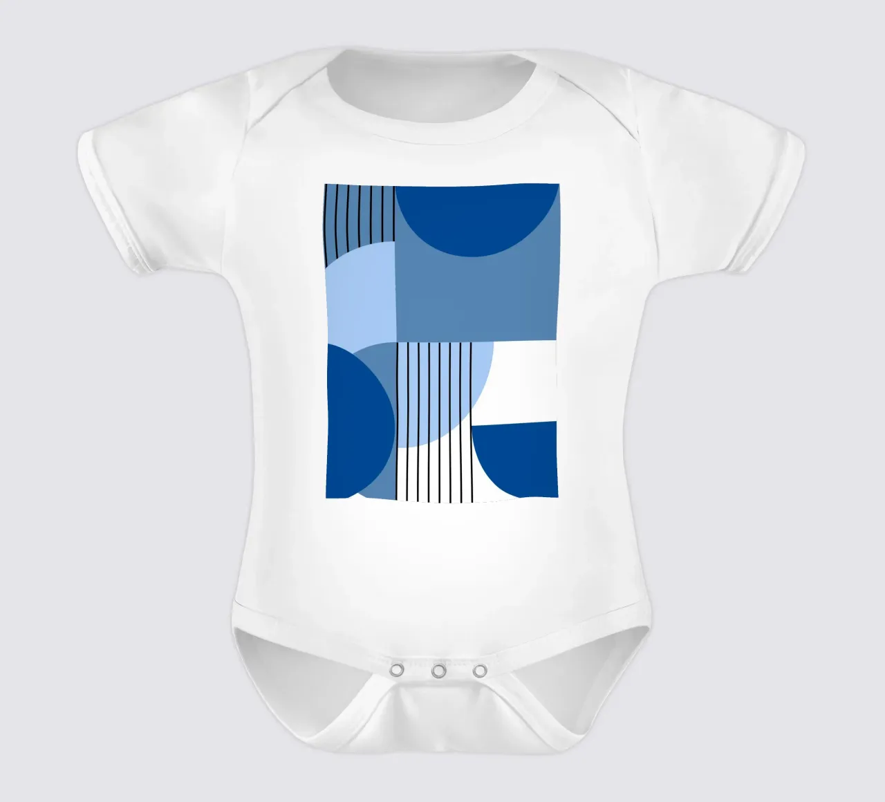 Geometria in blu - composizione verticale in stile Bauhaus body neonato maniche corte da Casa Calm