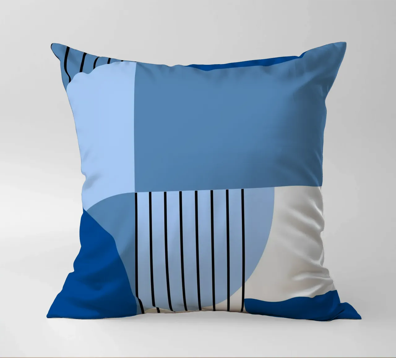 Geometria in blu - composizione verticale in stile Bauhaus cuscino da Casa Calm