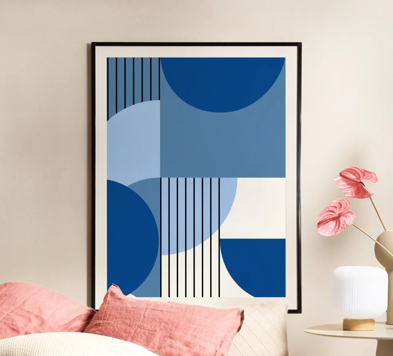 Geometria in blu - composizione verticale in stile Bauhaus carta hahnemühle da Casa Calm