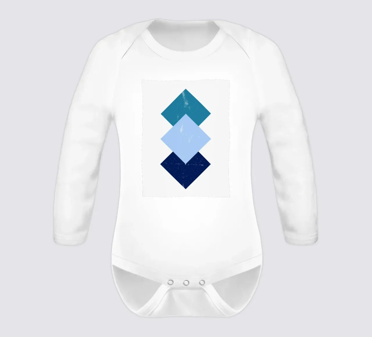 Minimal Blue Shapes – Geometrisches Retro Poster Langarm Babybody von Casa Calm