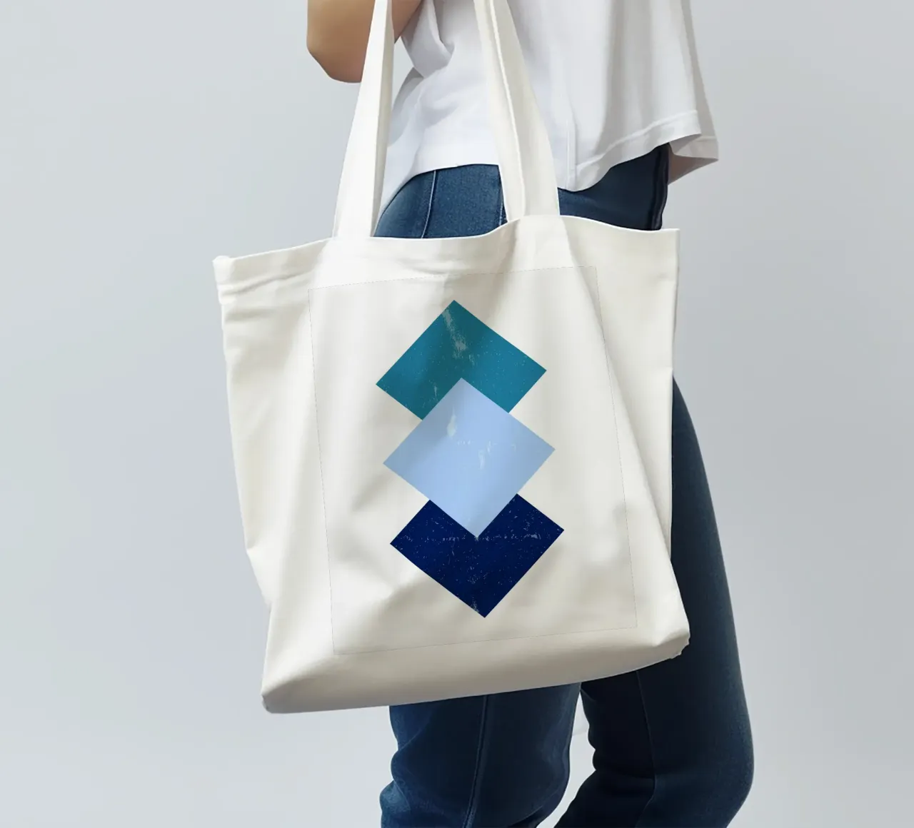 Forme minime blu - Poster geometrico retrò borsa in juta da Casa Calm