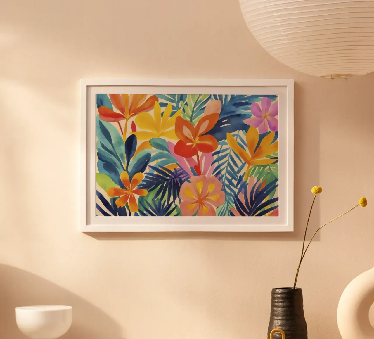 Fiori audaci Vibrazioni tropicali poster con telaio in legno da Andrea Haase Modern Home
