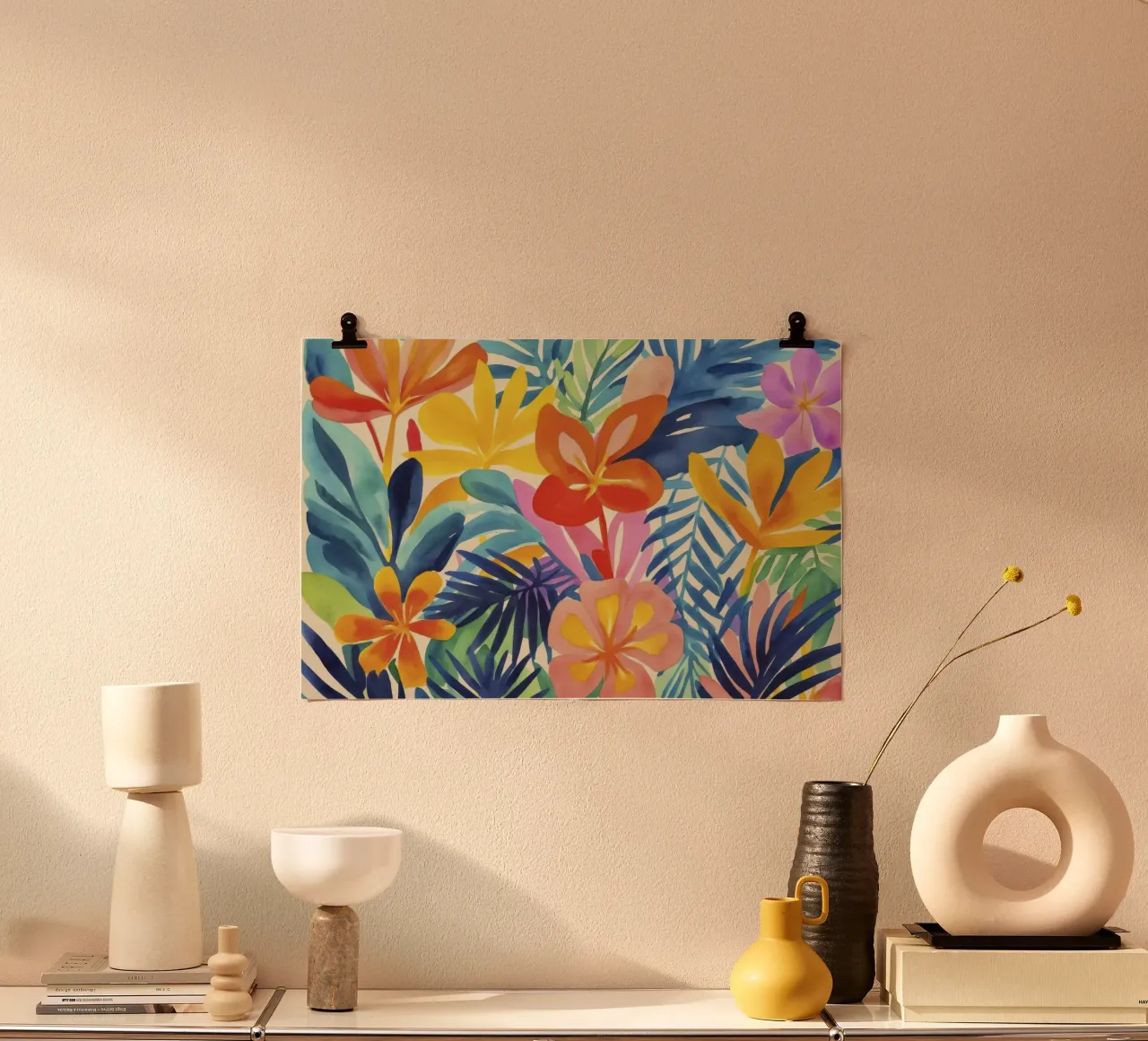Fiori audaci Vibrazioni tropicali poster con telaio in legno da Andrea Haase Modern Home
