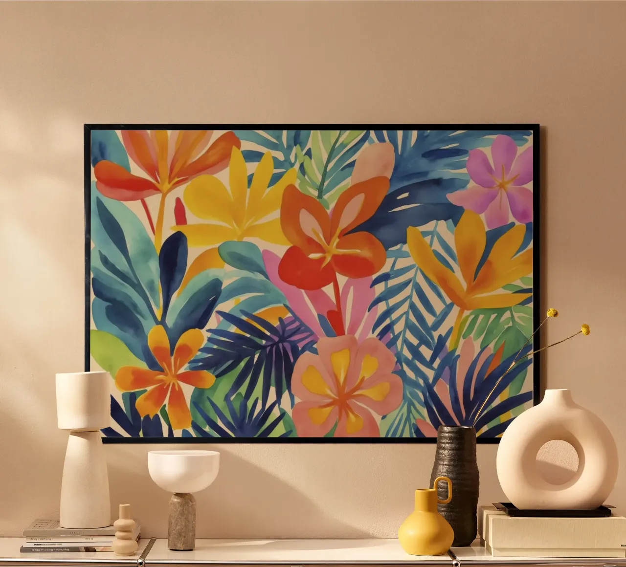 Fiori audaci Vibrazioni tropicali poster con telaio in legno da Andrea Haase Modern Home