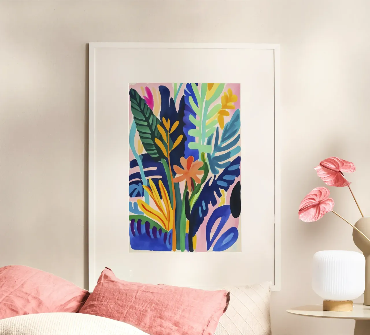 Giardino colorato di flora tropicale poster con telaio in legno da Andrea Haase Modern Home