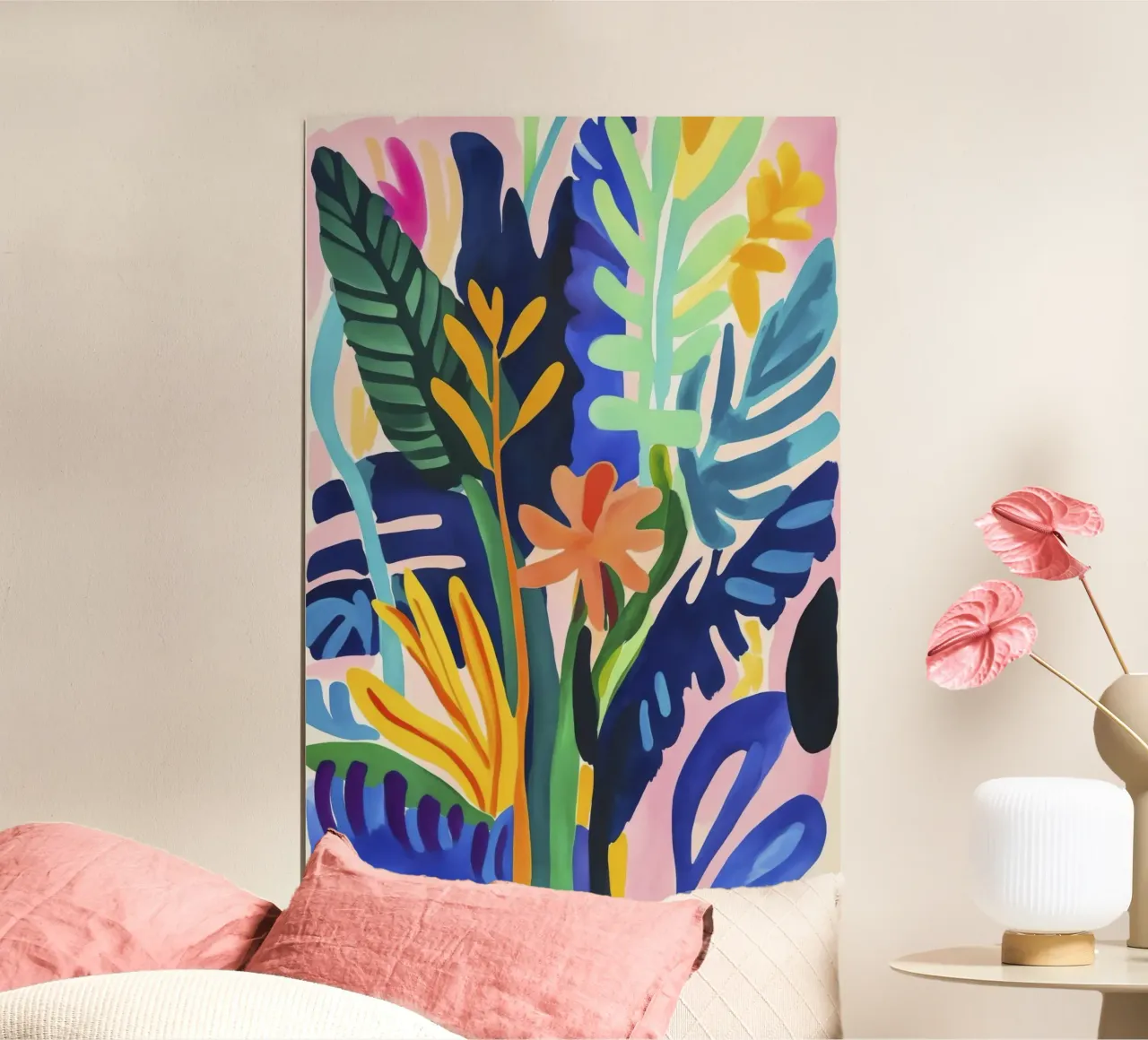 Giardino colorato di flora tropicale poster con telaio in legno da Andrea Haase Modern Home
