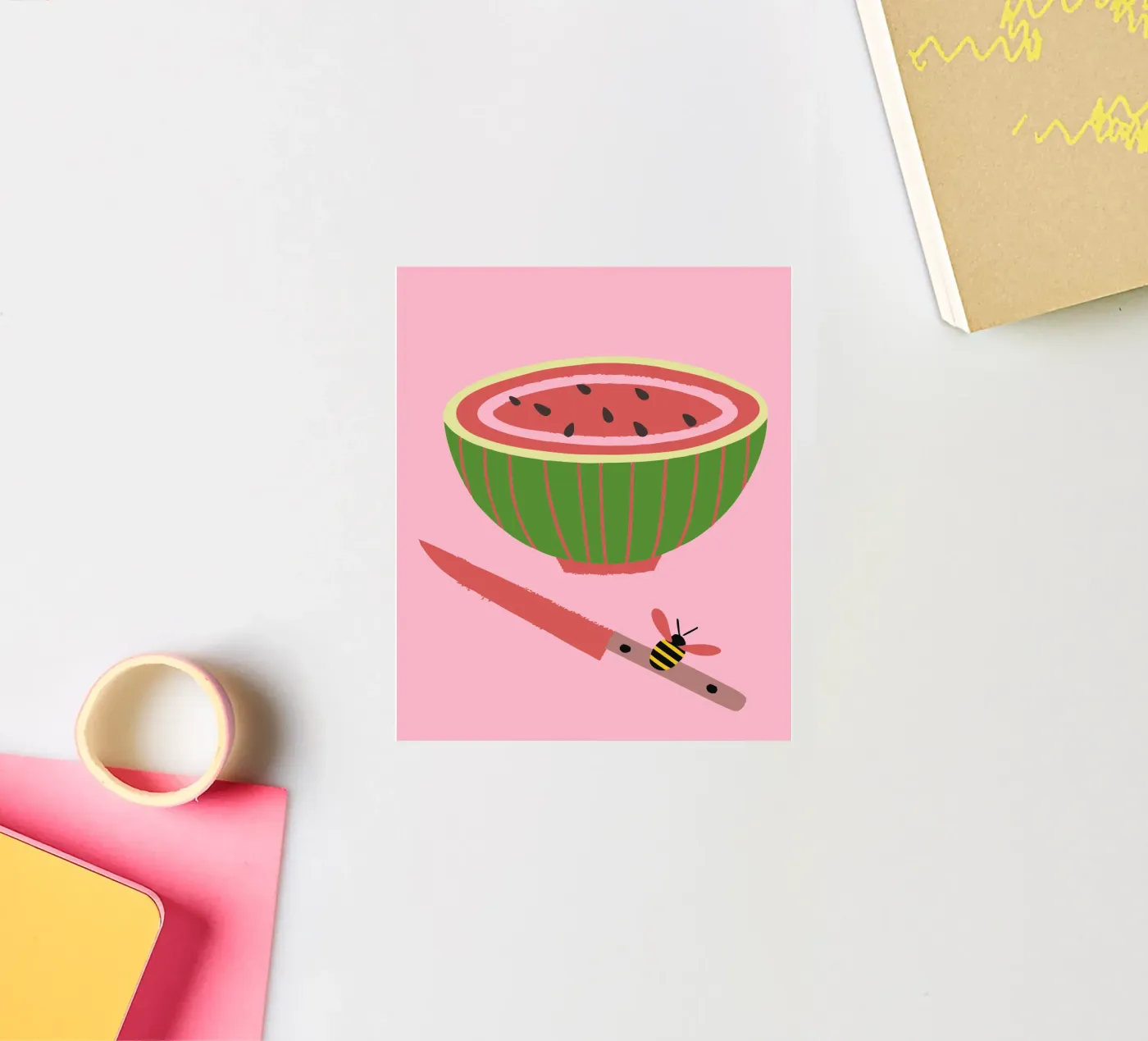 Watermelon and Bees Sticker von TRENDY POSTER SHOP