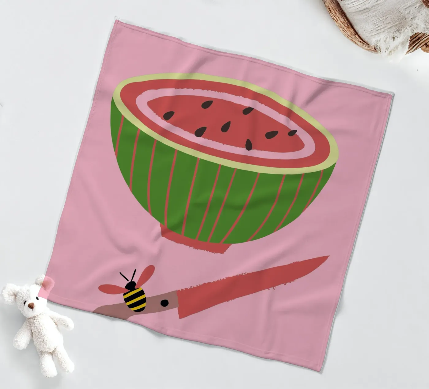 Watermelon and Bees plaid polaire de TRENDY POSTER SHOP