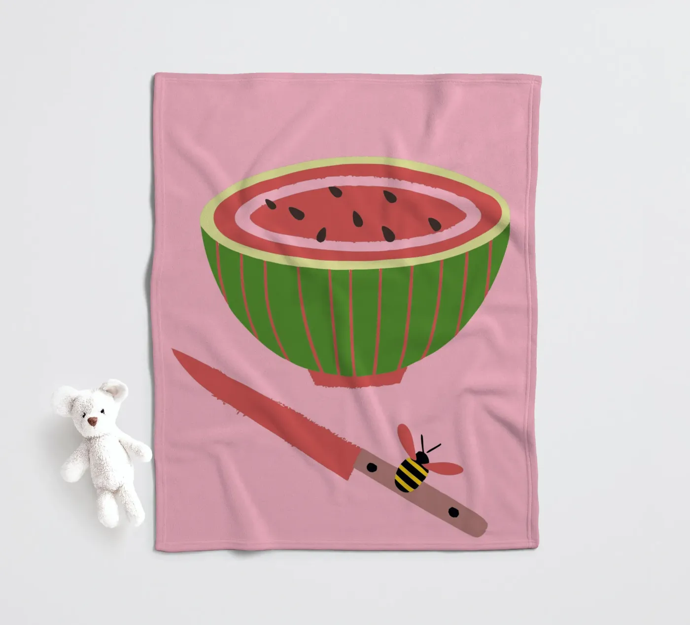 Watermelon and Bees plaid polaire de TRENDY POSTER SHOP