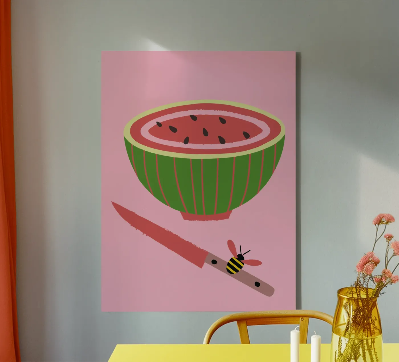 Watermelon and Bees Leinwand von TRENDY POSTER SHOP