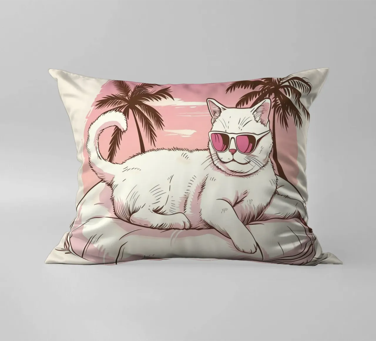 Katze im Schwimmreifen am Pool cuscino da WILD ART